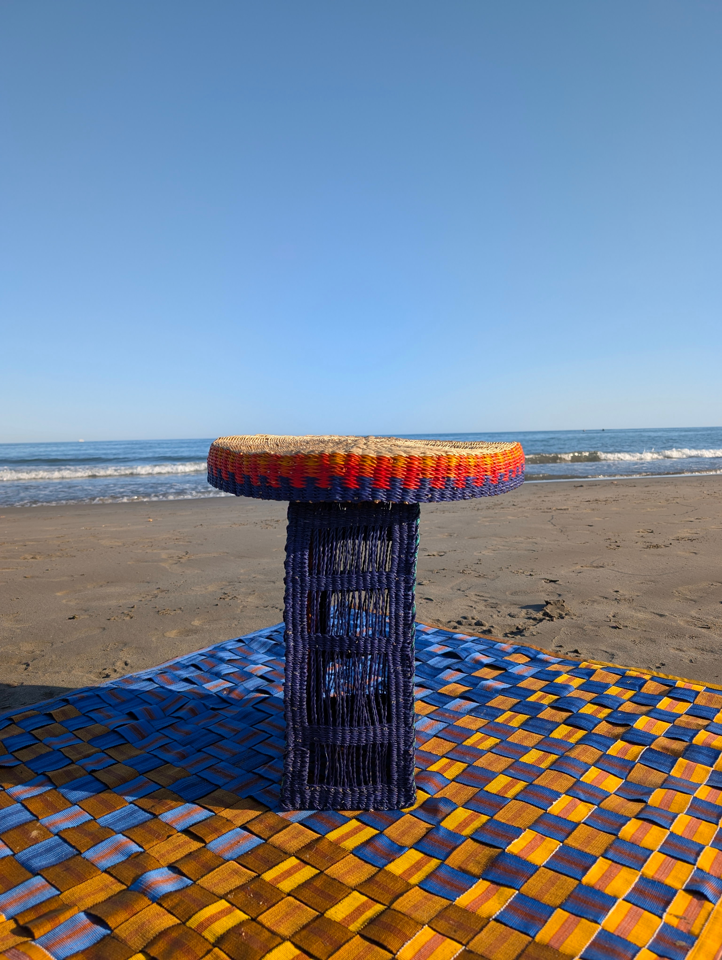 Bolga Loom Rug styled on the beach